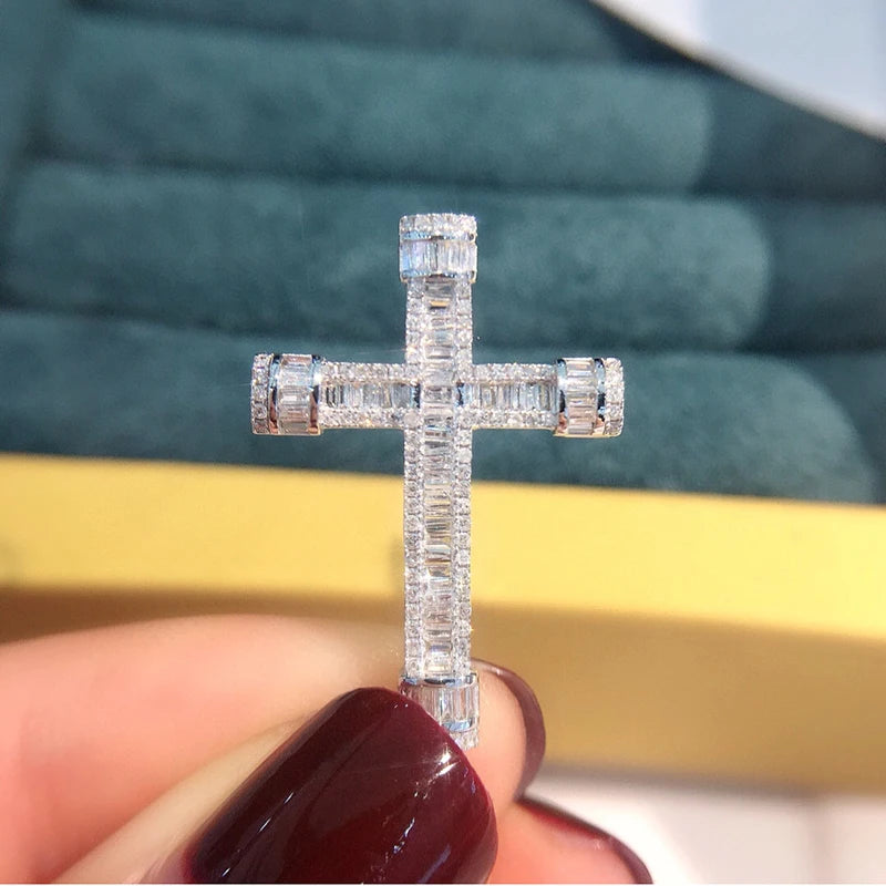 Diamond Cross Pendant. 0.55 Carat. Natural Diamond Jewelry.