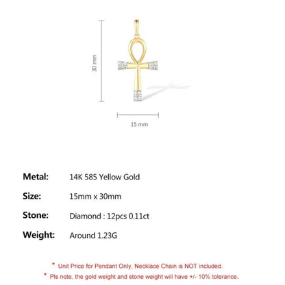 Diamond Cross Pendant. Natural Diamond. 14K Yellow Gold.