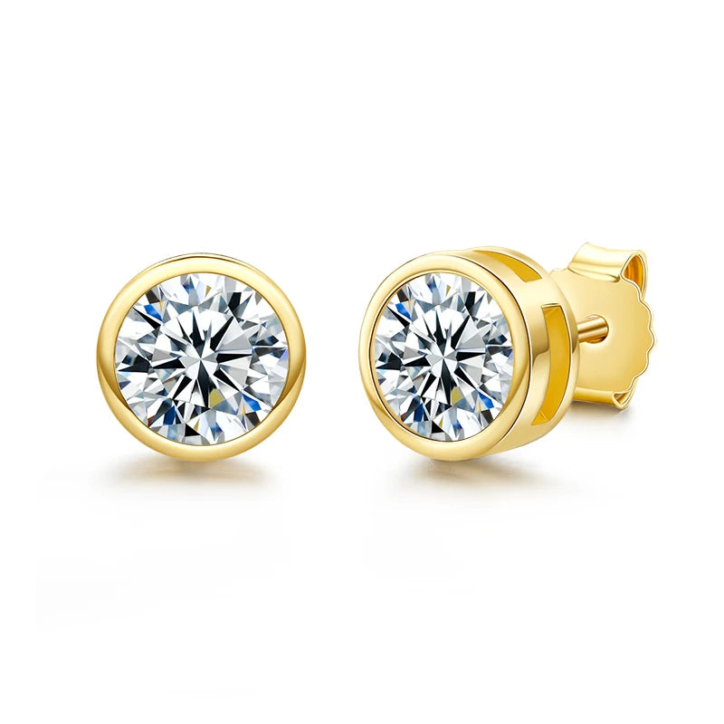 Moissanite Earrings. 1.0 To 2.0 Carat.18K Gold Plated Silver