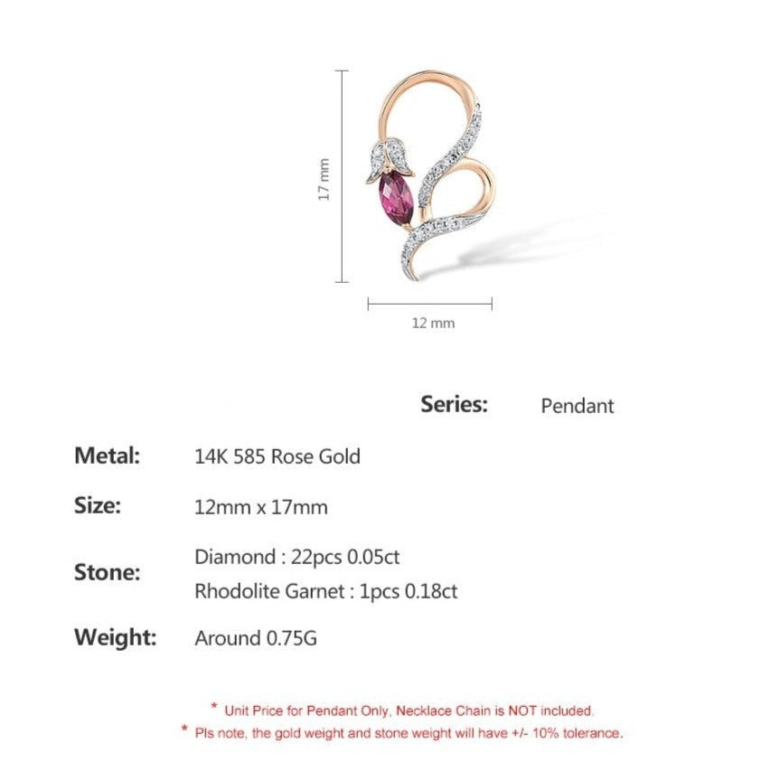 Heart Shape. Ruby, Rhodolite, Diamond Pendant.