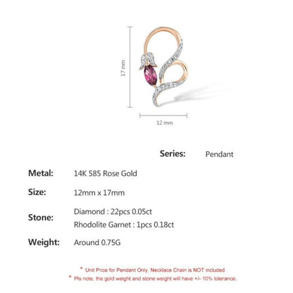 Heart Shape. Ruby, Rhodolite, Diamond Pendant.