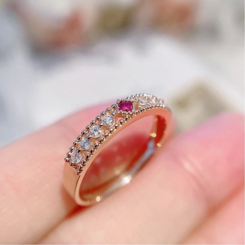 Elegant Ruby and Diamond Ring. Natural Square Ruby Real Diamonds.