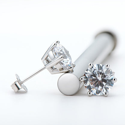 Luxury Moissanite Stud Earrings. 1.0 to 6.0 Carat. D VVS1. 18K Gold Plated Silver.