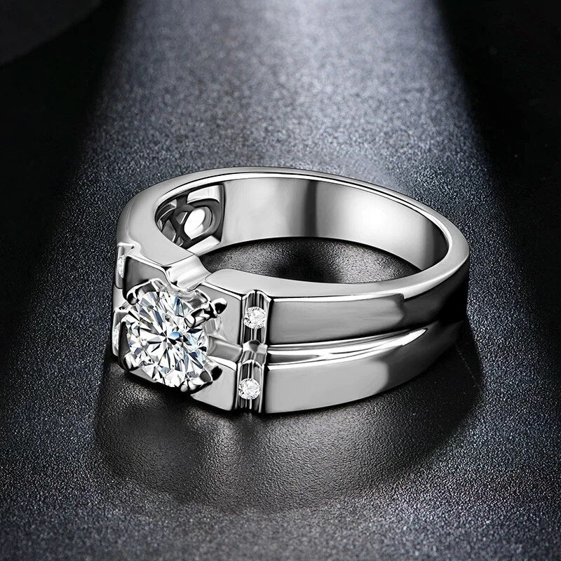 Elegant Moissanite Ring For Men. 1.0 Carat Genuine Moissanite.