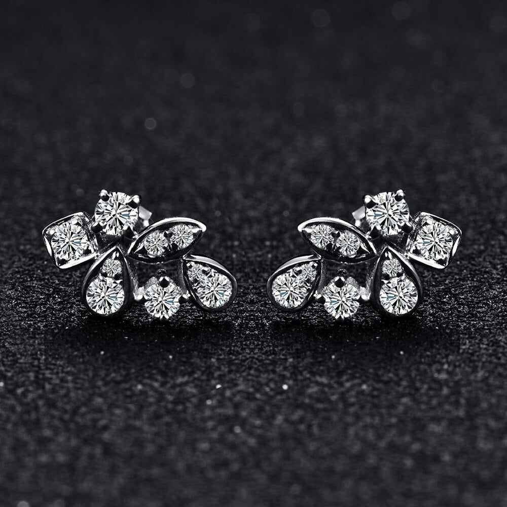 Luxury Moissanite Stud Earrings. D VVS1. 18K Gold Plated Silver.