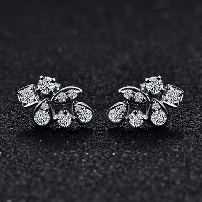 Luxury Moissanite Stud Earrings. D VVS1. 18K Gold Plated Silver.