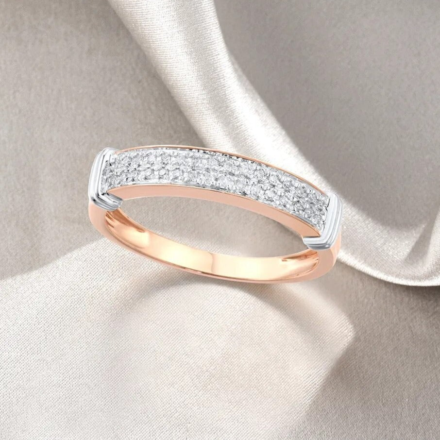 Luxury Genuine Diamond Rings For Women. Two-Tone 14K Gold.