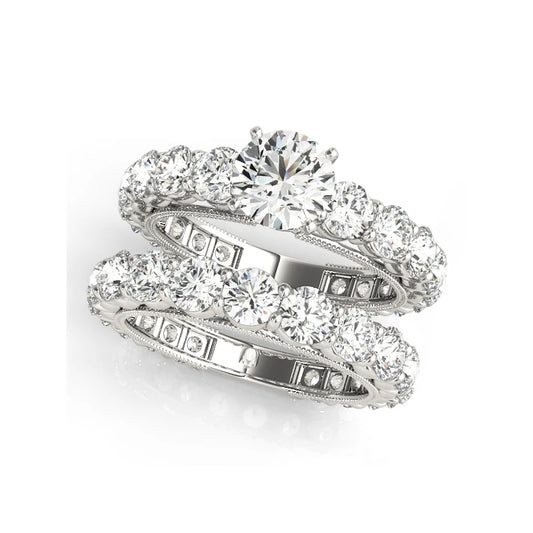 Luxury Moissanite Engagement Ring Sets. 18K Gold Plated Silver.