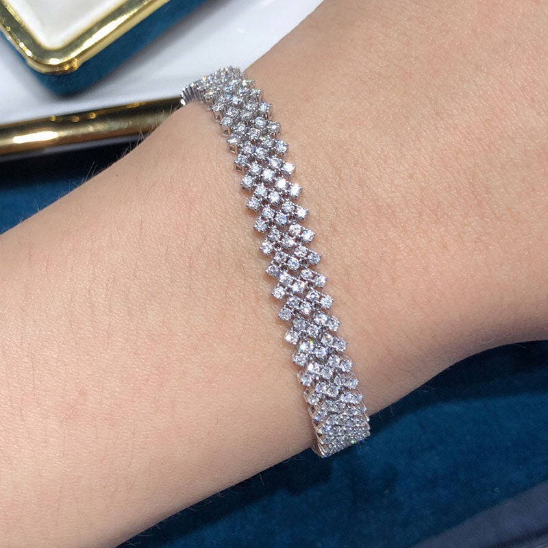 4.0 Carat Natural Diamond Luxury Bracelet 18K White Gold