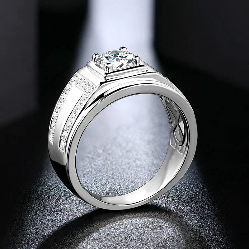 Luxury Moissanite Men Rings. 1.0 Carat. D VVS1.