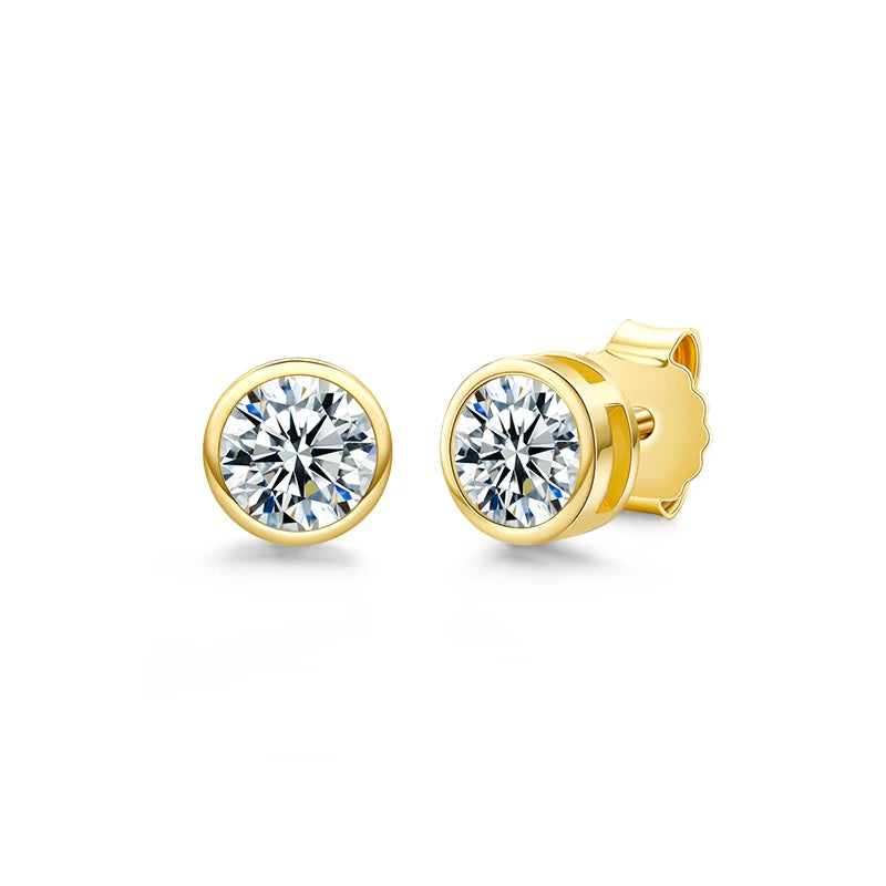 Moissanite Earrings. 1.0 To 2.0 Carat.18K Gold Plated Silver