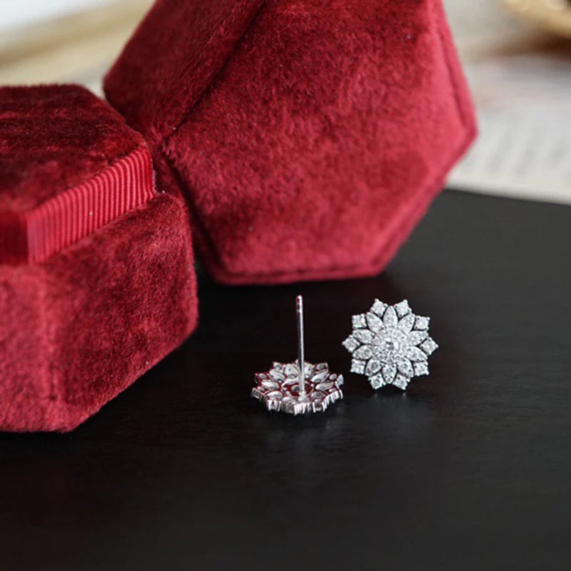 Elegant 0.90ct Sunflower Earrings with Real Diamonds.