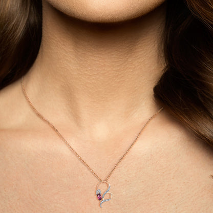 Heart Shape. Ruby, Rhodolite, Diamond Pendant.