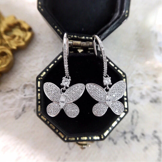 Butterfly Hook Earrings - 0.60ct Natural Diamonds.