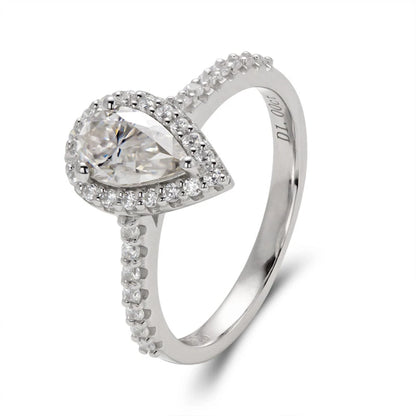 Shop Moissanite Engagement Rings. 1.0 Carat. Pear Cut.