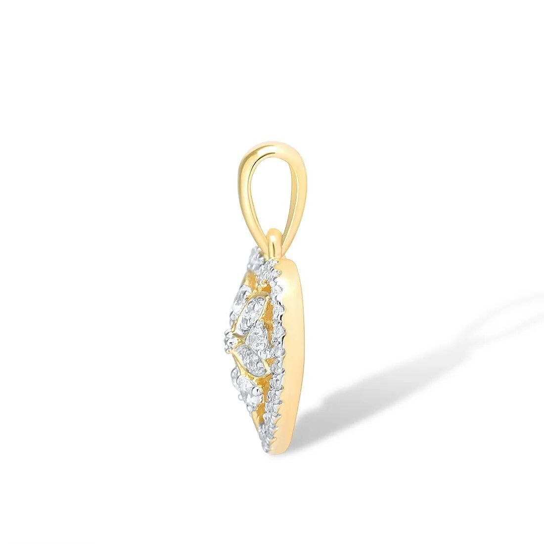 Heart Shaped Diamond Pendant. 14K Yellow Gold.