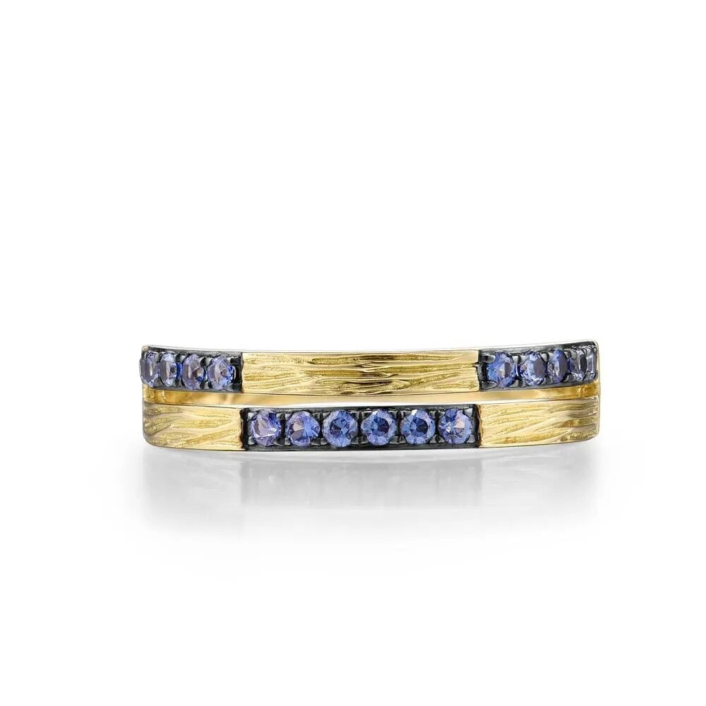 Sapphire Elegant Rings. Yellow Gold. Lab-Grown Sapphire.