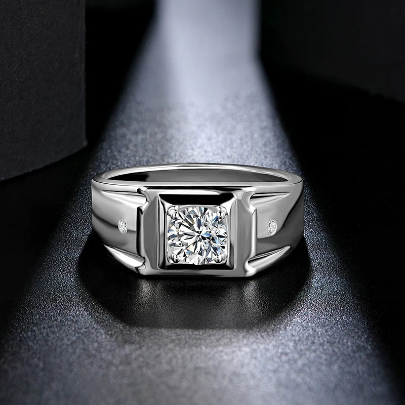 1.0 Carat. D Color. Moissanite Diamond Men Rings. Moissanite jewelry.