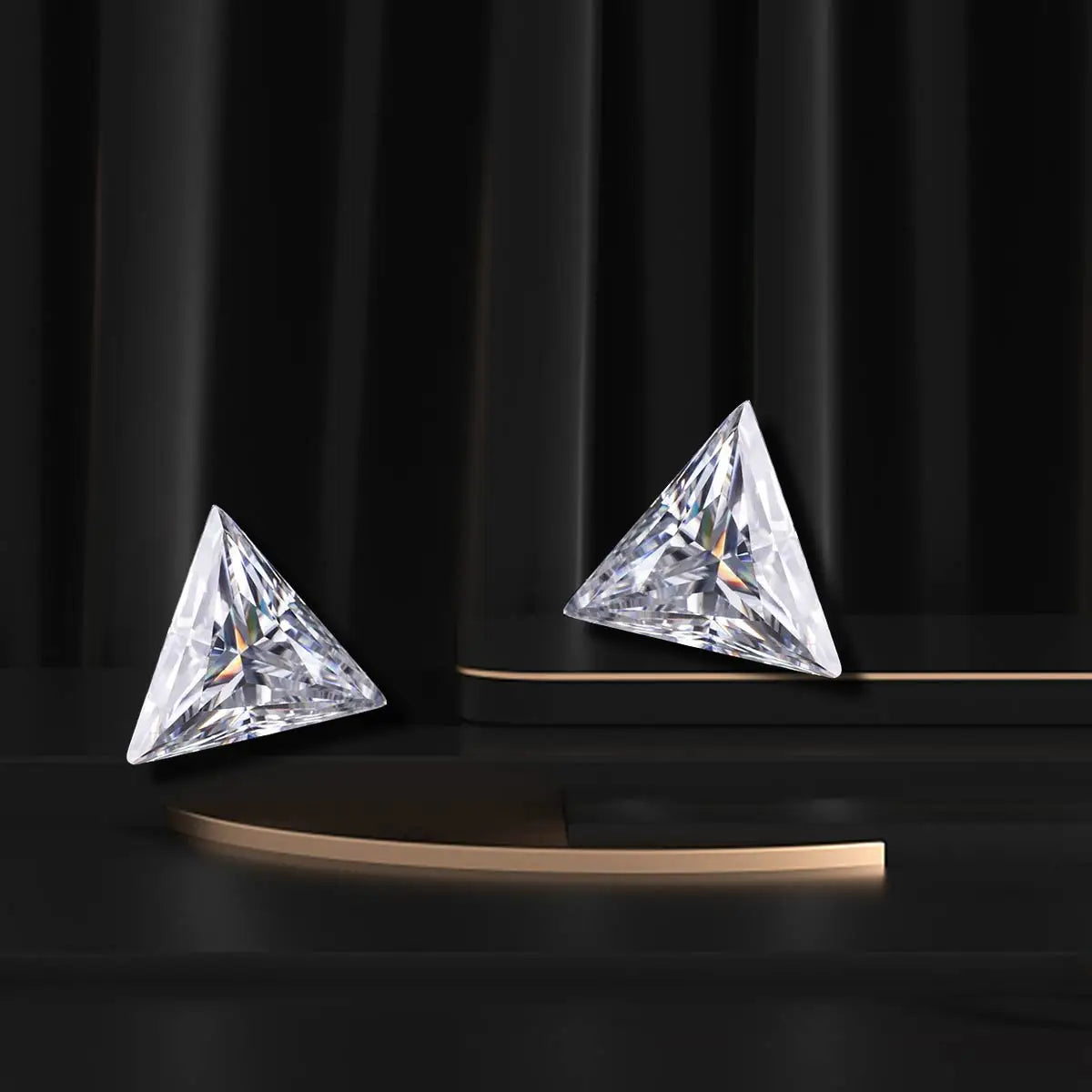 Triangle Moissanite Gemstones. White D Color VVS1. Loose Moissanite.