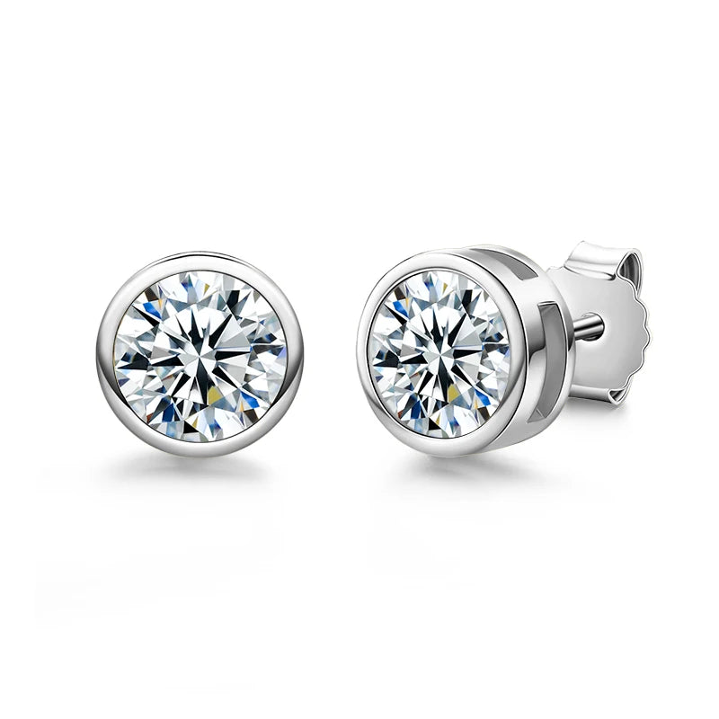 Moissanite Earrings. 1.0 To 2.0 Carat.18K Gold Plated Silver