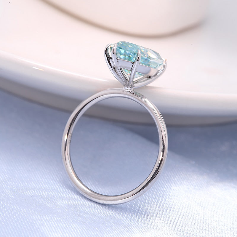 3.0 Carat Light Blue Marquise Cut Moissanite Engagement Ring
