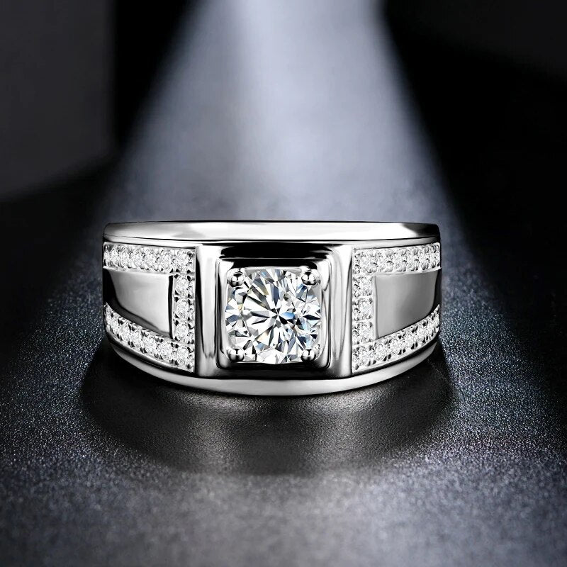 Luxury Moissanite Men Rings. 1.0 Carat. D VVS1.