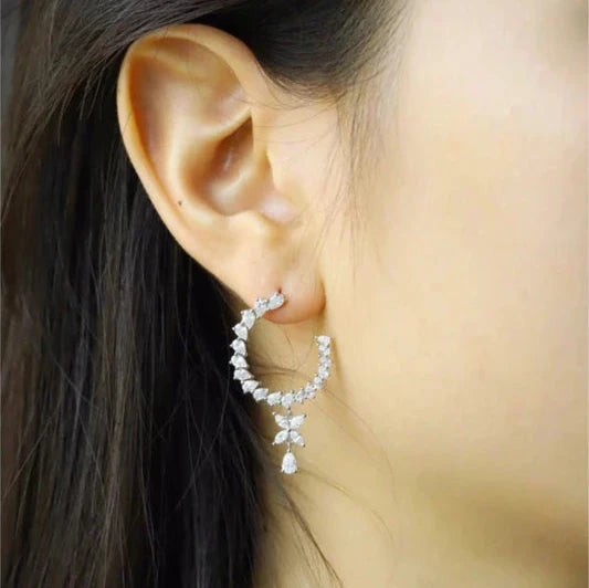 Real Diamond Drop Earrings - 2.90ct Luxury Design.