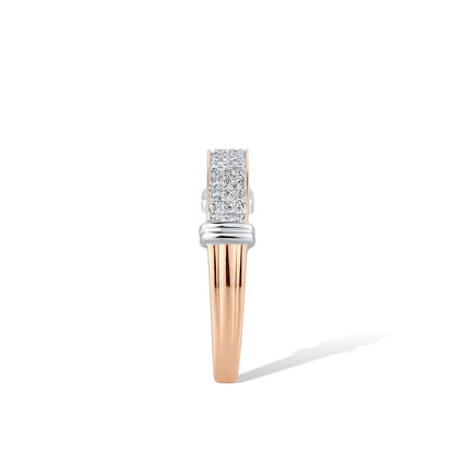 Luxury Genuine Diamond Rings For Women. Two-Tone 14K Gold.