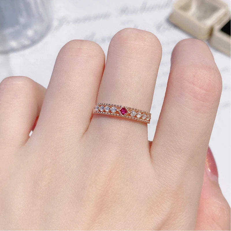 Elegant Ruby and Diamond Ring. Natural Square Ruby Real Diamonds.