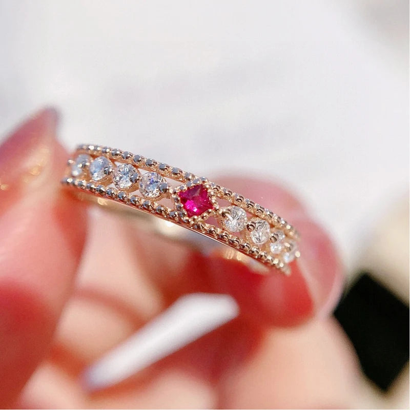 Elegant Ruby and Diamond Ring. Natural Square Ruby Real Diamonds.