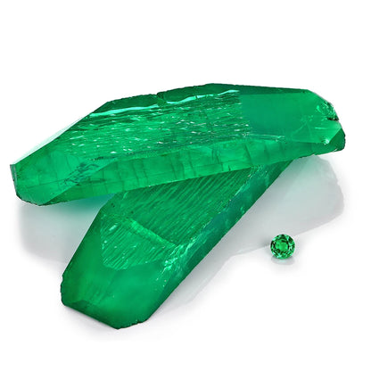 Columbian Emerald Gemstone Round 0.9mm. To 12mm. Lab-Grown Emerald.
