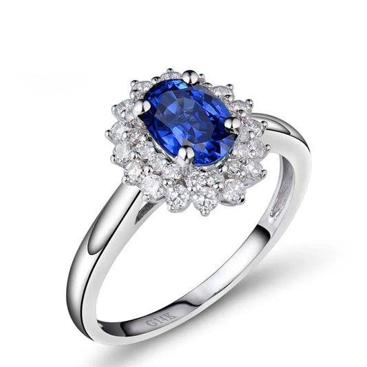 Oval Shaped. Natural Sapphire and Diamond Engagement Rings.
