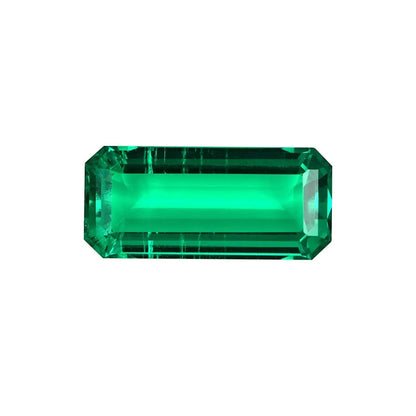 Emerald Gemstones. Rectangle Baguette Shape . Lab-Grown Emerald.