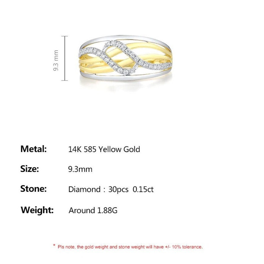 Genuine Diamond Rings For Women. 14K Yellow / White Gold.
