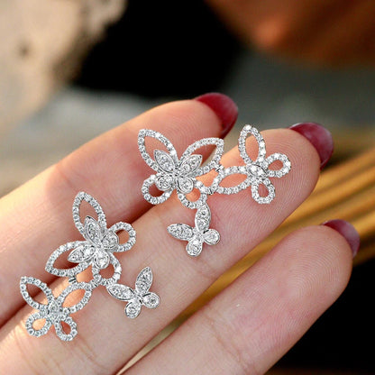 Big Butterfly Stud Earrings - 1.0ct Real Diamonds.