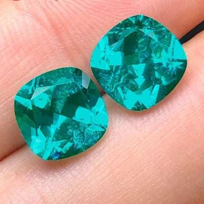 Cushion Shape Lab-Grown Garnet - Paraiba Tourmaline Color.