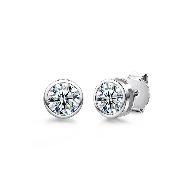 Moissanite Earrings. 1.0 To 2.0 Carat.18K Gold Plated Silver