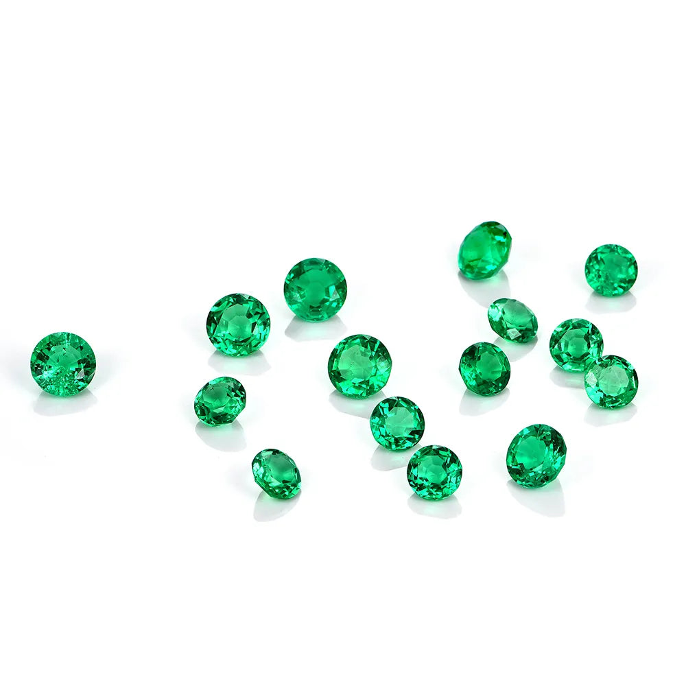 Columbian Emerald Gemstone Round 0.9mm. To 12mm. Lab-Grown Emerald.