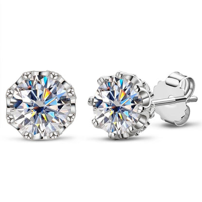 Genuine Moissanite Stud Earrings. 2.0 Carat. D VVS1. Certified.