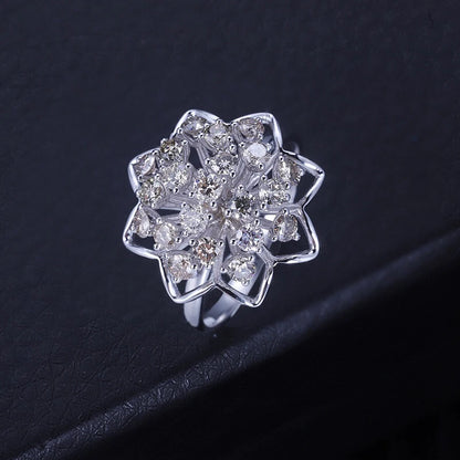 Luxury 1.10ct Real Diamond Flower Ring for Women.