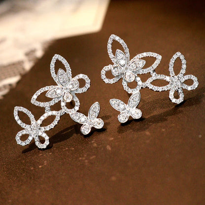 Big Butterfly Stud Earrings - 1.0ct Real Diamonds.