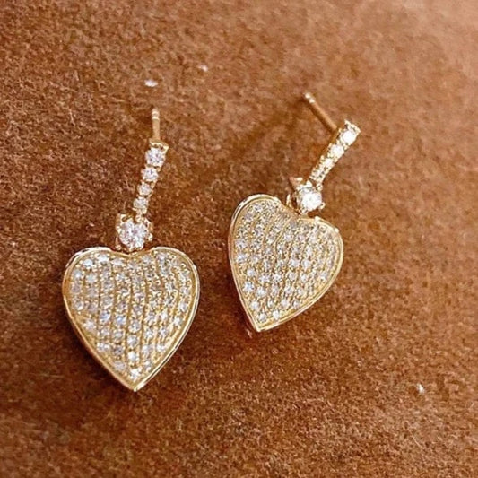 Heart Shaped Diamond Earrings. 0.23 Carat. Natural Diamond Jewelry.