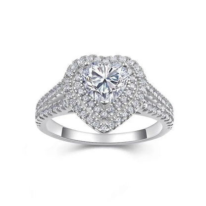 Heart Cut Moissanite Halo Engagement Ring Front View
