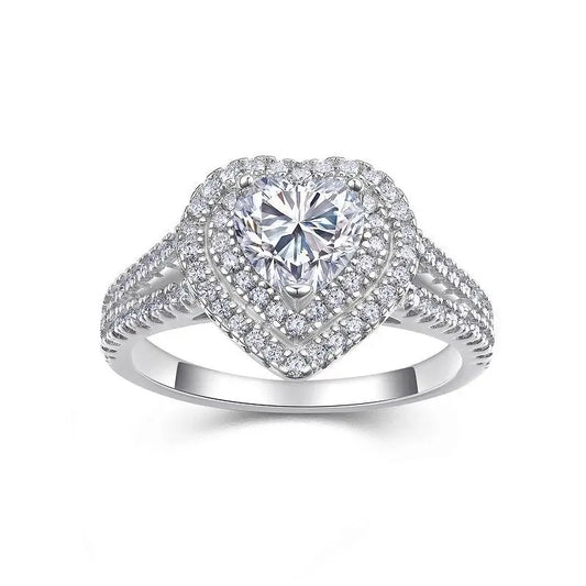 Heart Cut Moissanite Halo Engagement Ring Front View