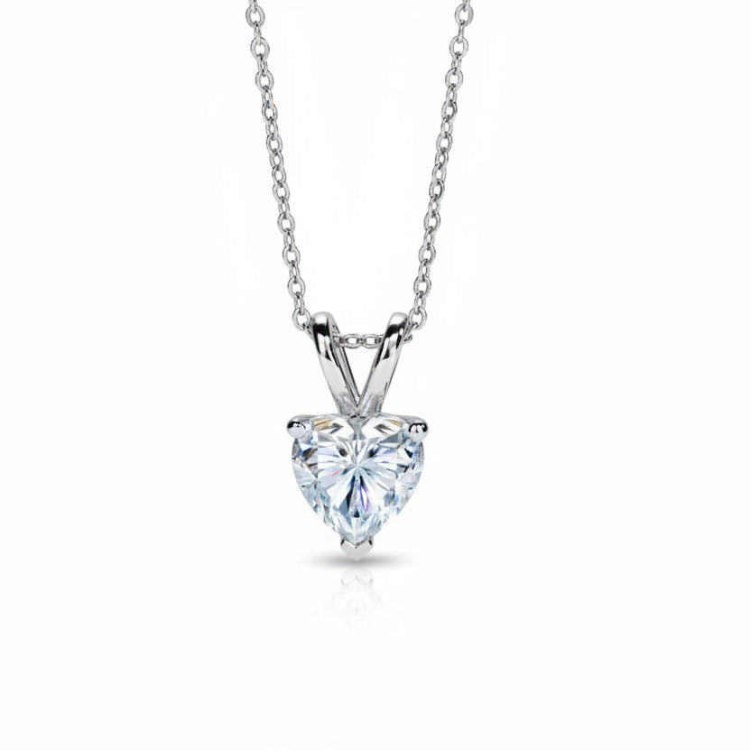 Heart Cut Moissanite Pendant Necklace for Women 2 - 5 Carat