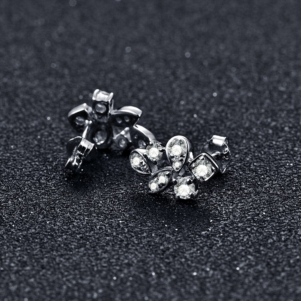 Luxury Moissanite Stud Earrings. D VVS1. 18K Gold Plated Silver.