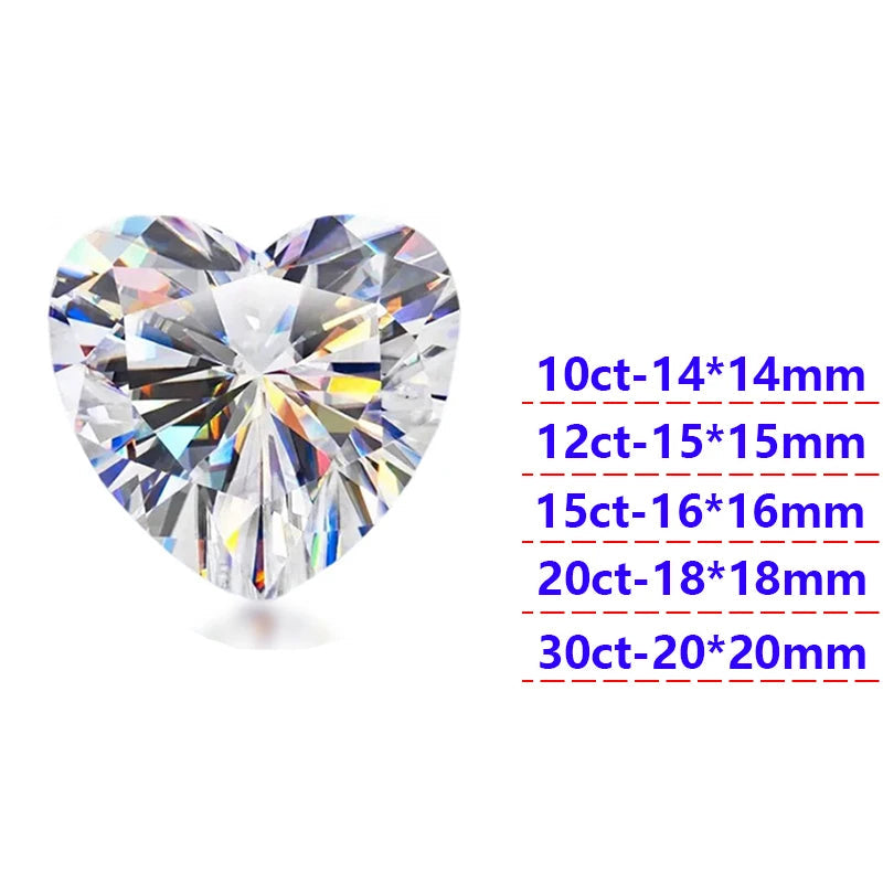 Huge Moissanite Gems 10–30 Carat – Oval, Emerald & More. Heart cut moissanite gemstones