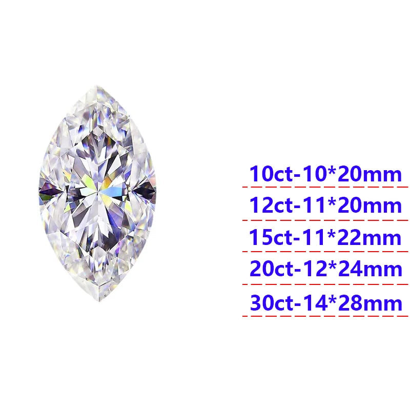 Huge Moissanite Gems 10–30 Carat – Oval, Emerald & More. Marquise Cut 