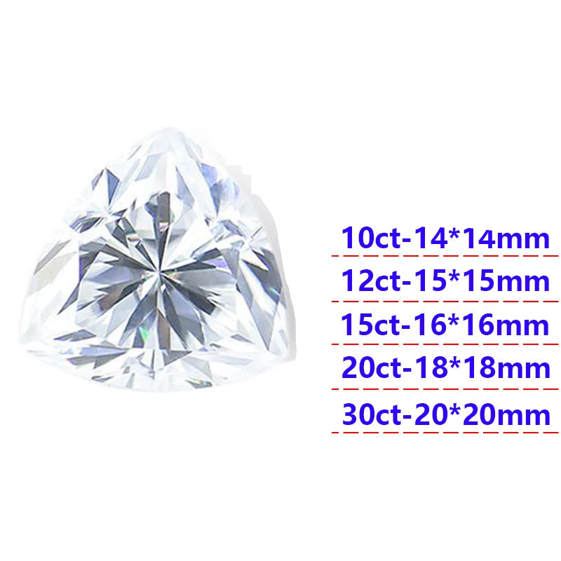 Trillion-cut diamond with size and clarity details on a white background