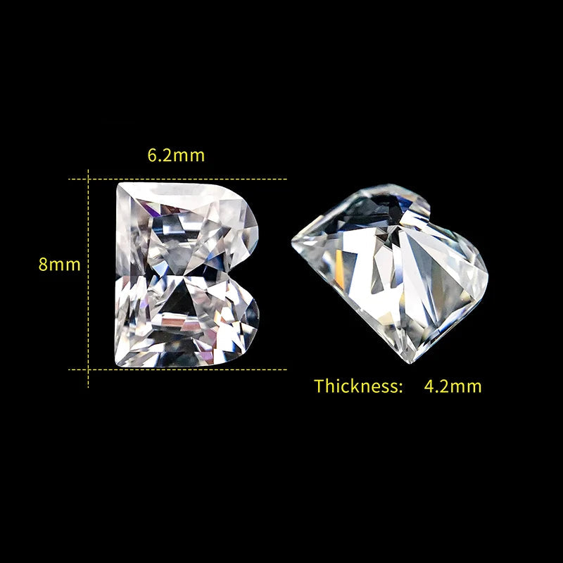 Letter B moissanite loose stone D Color VVS1